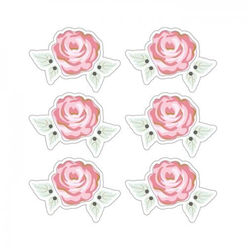 Autocollants 3D 4cm - Rose romantique avec contour blanc Autocollants 3D 4cm - Rose romantique avec contour blanc