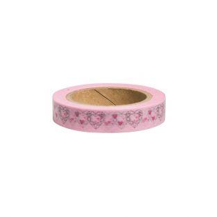 Washi Tape blanc avec Cœur doré - 15 m x 1 cm