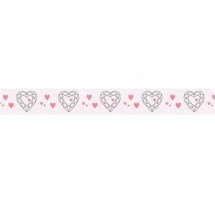 Washi Tape blanc avec Cœur doré - 15 m x 1 cm