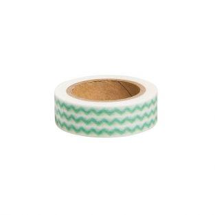 Cinta adhesiva zigzag verde - 15 m x 1,5 cm