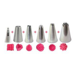 6 douilles inox pour déco cupcake 