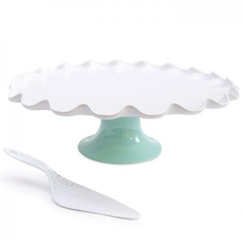 Présentoir à gâteaux 33 cm et sa pelle à gâteaux en mélamine Présentoir à gâteaux 33 cm et sa pelle à gâteaux en mélamine