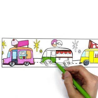 Masking tape large à colorier - Camionnettes 4,6 cm x 5 m