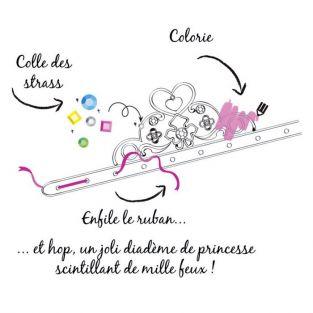 6 diadèmes de princesse avec rubans à décorer