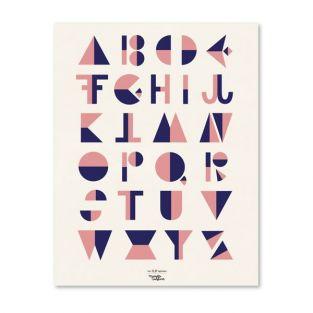 Affiche alphabet style cubiste - Rose