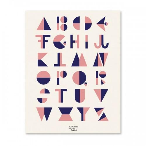Affiche alphabet style cubiste - Rose Affiche alphabet style cubiste - Rose