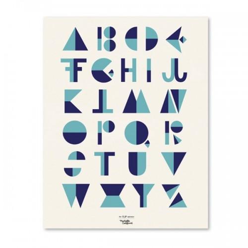 Alphabet Poster - Cubist style - Blue Alphabet Poster - Cubist style - Blue