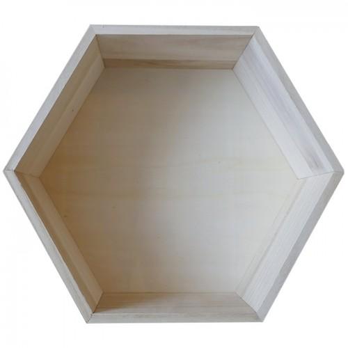 Etagère hexagone en bois 30 x 26,5 x 10 cm Etagère hexagone en bois 30 x 26,5 x 10 cm