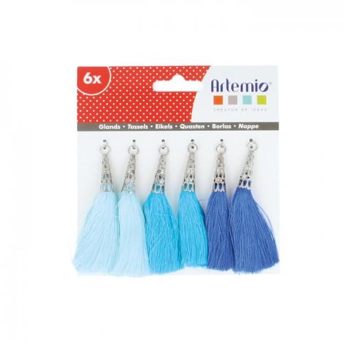 6 pompons bleus 6 pompons bleus