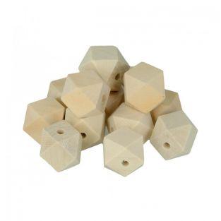 8 cuentas de madera poligonales 24 x 20 mm