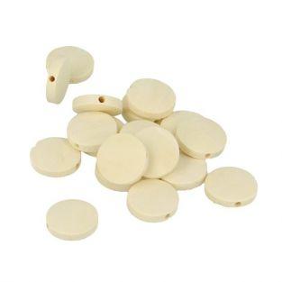 17 perles en bois rondes plates 15 x 3 mm