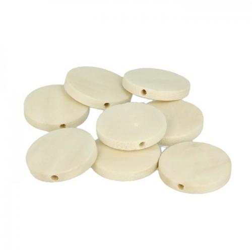 18 perles en bois rondes plates 25 mm 18 perles en bois rondes plates 25 mm