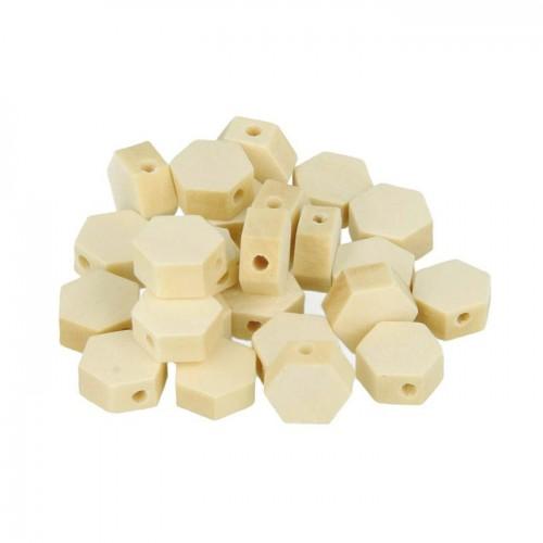 16 cuentas de madera hexagonales 10 x 3 mm