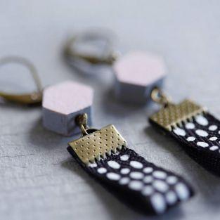 16 perles en bois hexagonales 10 x 3 mm