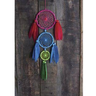 Kit DIY Attrape-rêves coloré (rouge, bleu, vert)