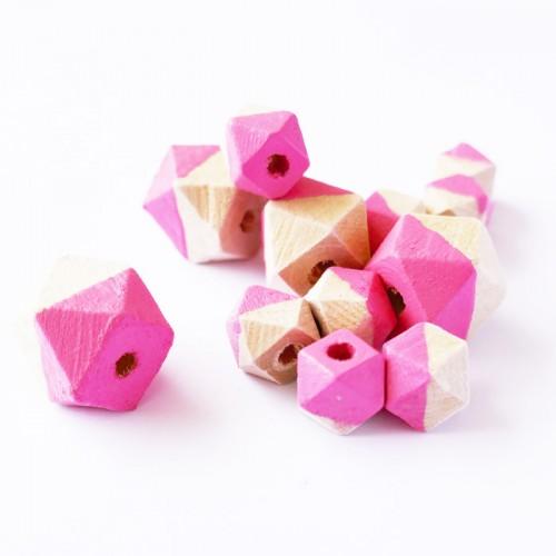 Perles en bois diamant - rose Perles en bois diamant - rose