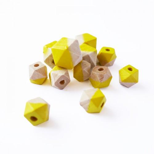 Perles en bois diamant - jaune Perles en bois diamant - jaune