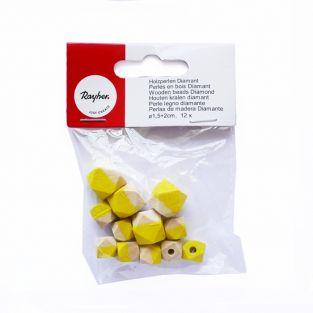 Perles en bois diamant - jaune