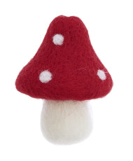 Petits champignons rouges et blancs en feutrine