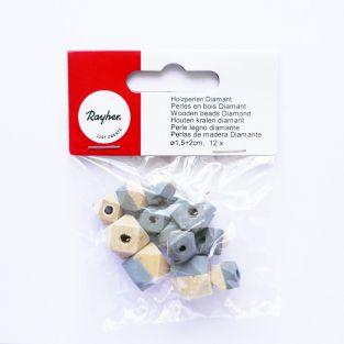 Diamond wood beads - gray