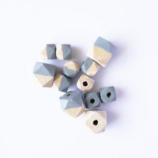 Diamond wood beads - gray