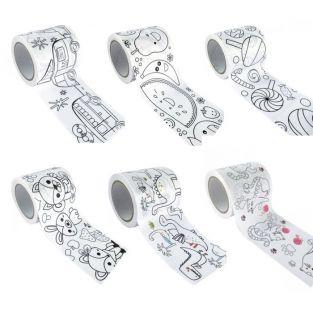 6 masking tapes larges à colorier 4,6 cm  x 5 m