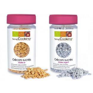 Kit de décors sucrés étoiles argent & or