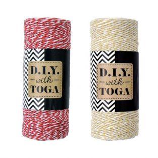 2 bicolour twines 100 m - beige & red