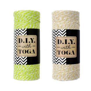 2 cordeles bicolores 100 m - beige y verde