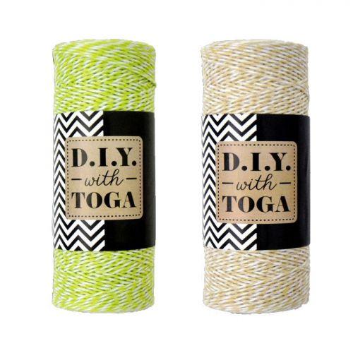 2 ficelles bicolores 100 m - beige & verte 2 ficelles bicolores 100 m - beige & verte
