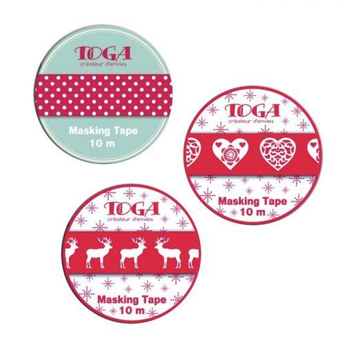 3 Scandinavian Christmas masking tapes - red & white 3 Scandinavian Christmas masking tapes - red & white