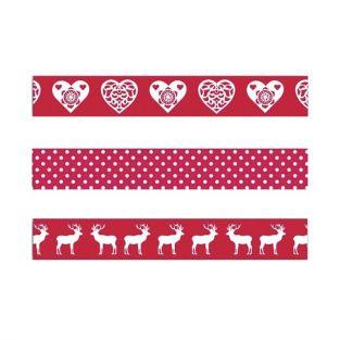 3 masking tapes Noël scandinave - rouge et blanc