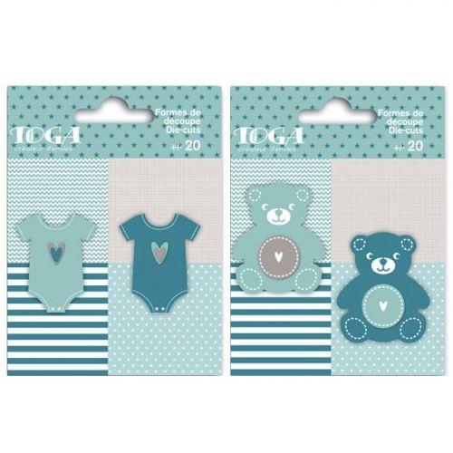 40 formes découpées nounours et body bleu taupe 40 formes découpées nounours et body bleu taupe