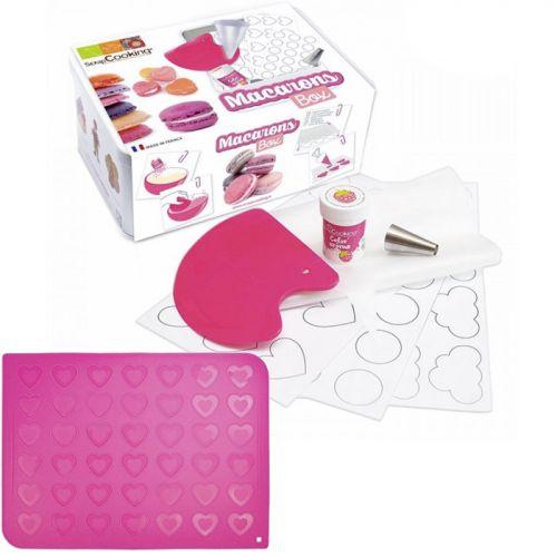 Preparación + estera de silicona para macarrones corazón Preparación + estera de silicona para macarrones corazón