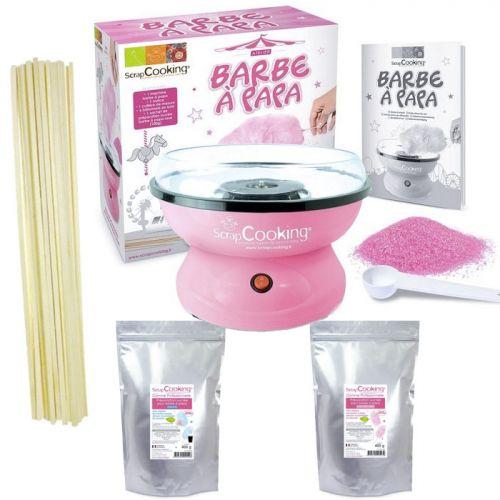 Coffret Barbe à papa - Machine + préparation rose 400 g et bleue 400 g + 100 bâtonnets Coffret Barbe à papa - Machine + préparation rose 400 g et bleue 400 g + 100 bâtonnets