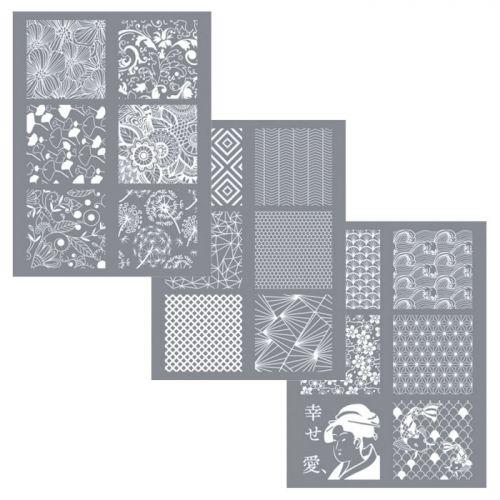 3 Stencils 11,4 x 15,3 cm for polymer clay FIMO 3 Stencils 11,4 x 15,3 cm for polymer clay FIMO