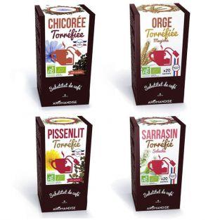 Coffret 4 céréales torréfiées Pissenlit, Orge, Sarrasin et Chicorée