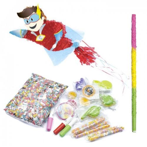 Coffret Piñata Super Héros et ses suprises + bâton