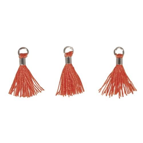 3 Mini-pompons avec œillet 15 mm - orange 3 Mini-pompons avec œillet 15 mm - orange