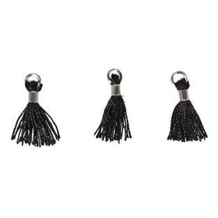 3 Mini-pompons avec œillet 15 mm - noir