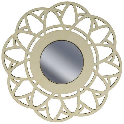 Miroir contour bois ? d?corer 20 cm - Fleur Miroir contour bois ? d?corer 20 cm - Fleur