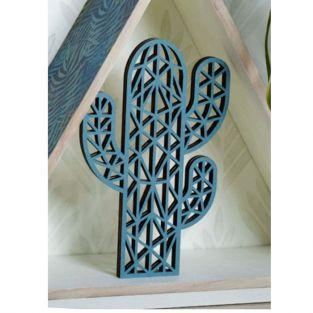 Silhouette en bois origami - Cactus