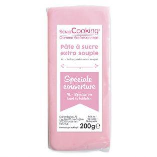 Pâte à sucre de couverture rose 200 g
