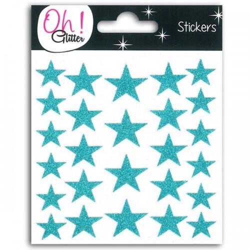 Stickers étoiles à paillettes - turquoise Stickers étoiles à paillettes - turquoise