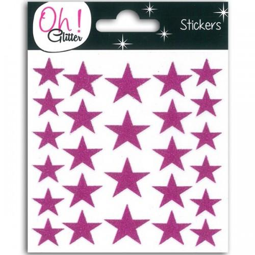 Stickers étoiles à paillettes - rose Stickers étoiles à paillettes - rose