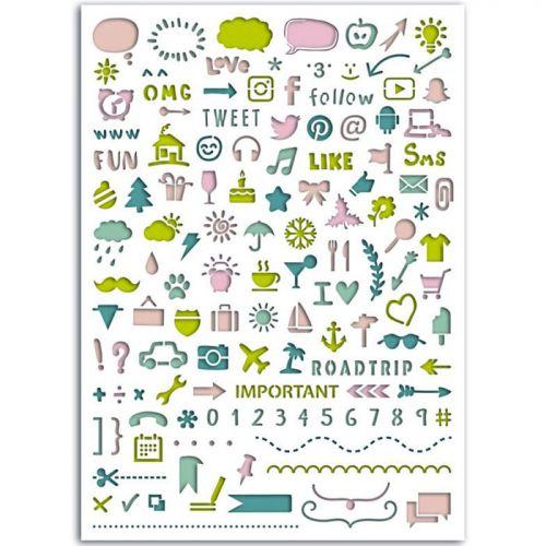 Stencil for Bullet journal 15 x 20 cm - Icons Stencil for Bullet journal 15 x 20 cm - Icons