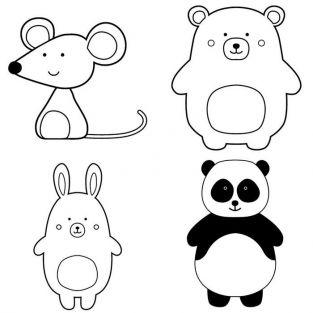 Kit 4 wooden pads - Adorable animals