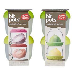 2 food storage pots with cover - anise and green