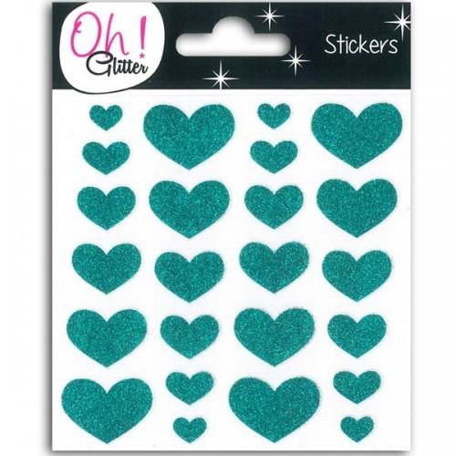 Stickers Coeurs à paillettes - turquoise Stickers Coeurs à paillettes - turquoise