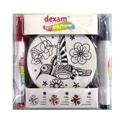Coffret DIY - 4 sous-verres ronds en céramique + 4 feutres Coffret DIY - 4 sous-verres ronds en céramique + 4 feutres